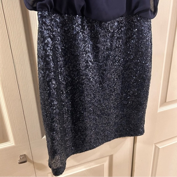 Scarlett Navy Blue Cocktail Dress-sheer top and sequin bottom. NWT Women’s 8 - Picture 3 of 6